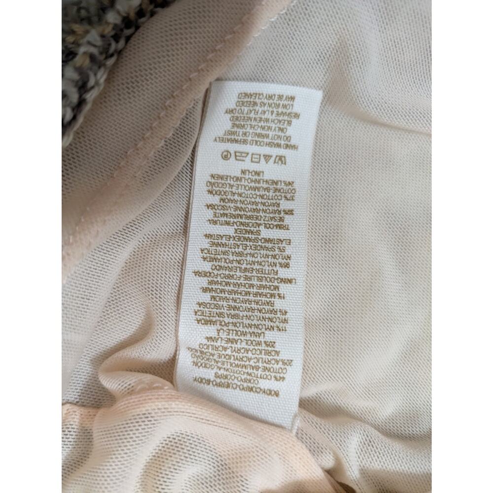 FREE PEOPLE Beige Soft Sweater Dress Short Knit Long Bell Sleeves Academia Sheer - Picture 8 of 16